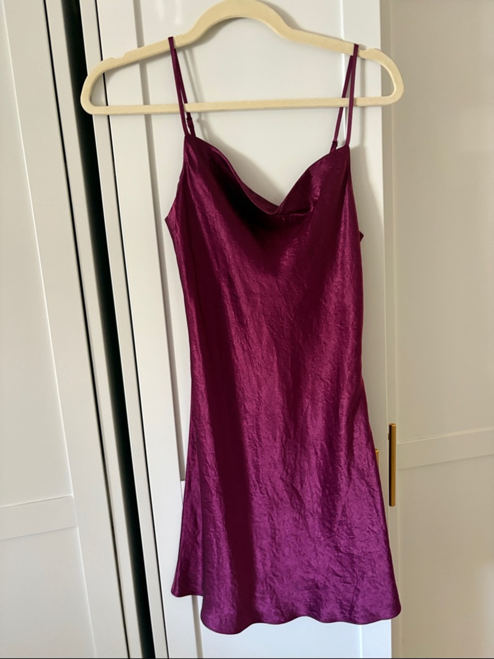 Aritzia Satin Plum Slip Dress with Cowl Neck